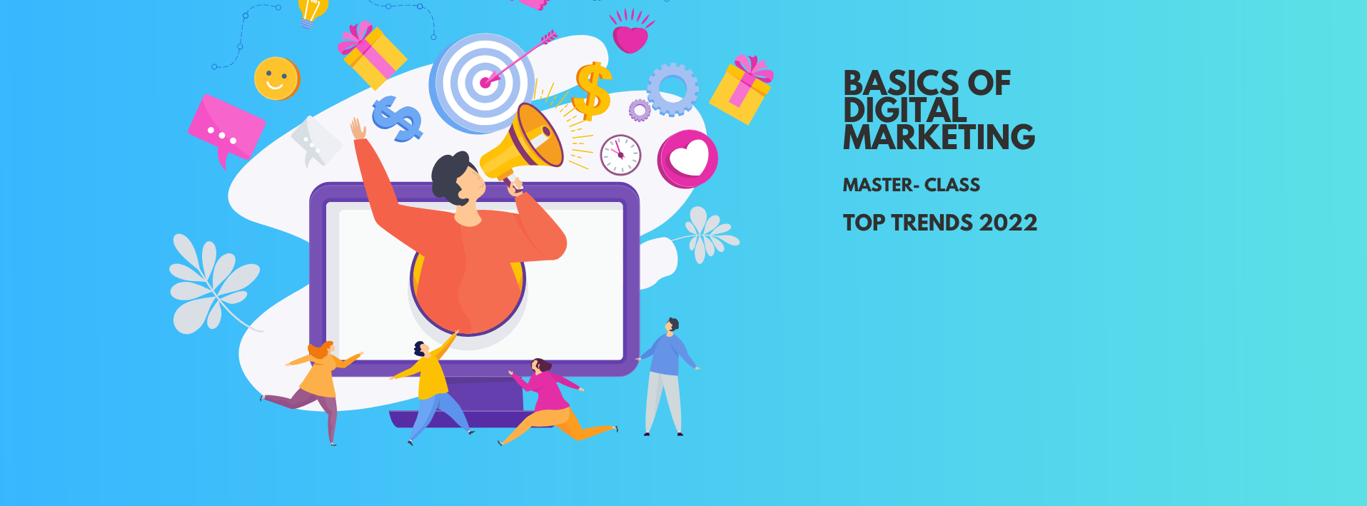 Blue Illustrative Digital Marketing Trends Facebook Cover